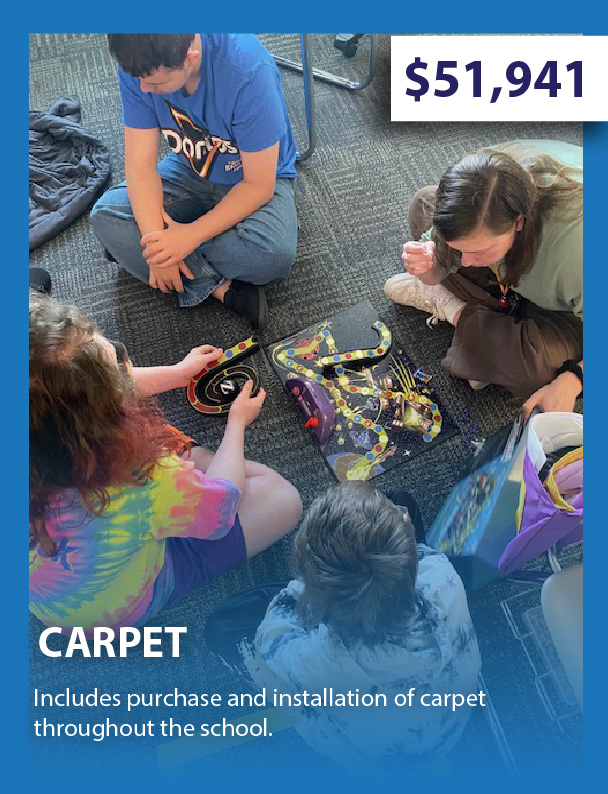 carpet - $51,941 - Includes purchase and installation of carpet around the school